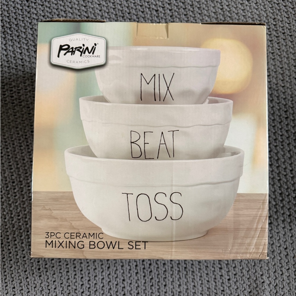 Parini White Ceramic Mixing Bowl Set